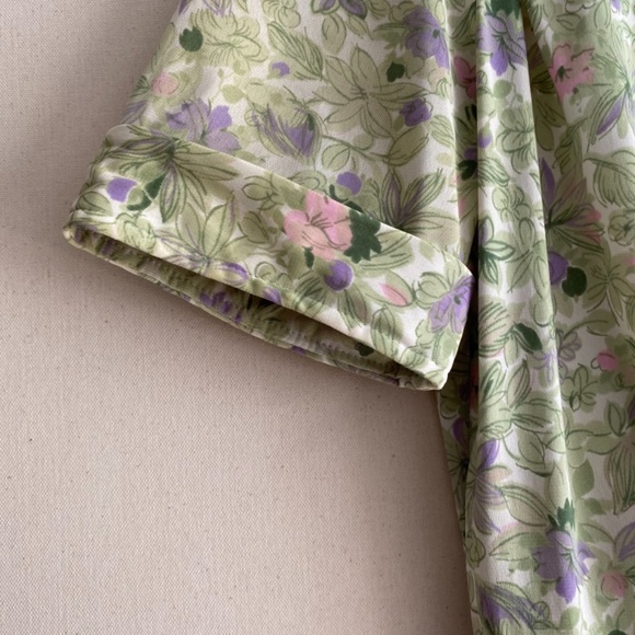 Vintage 1960s/50s Shelton Stroller Green Floral Belted Circle Skirt Dress M/L - Picture 12 of 15